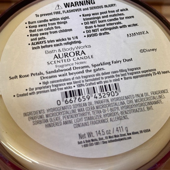 NEW B&BW Disney Princess Aurora 3 wick candle Limited Edition - Picture 3 of 4